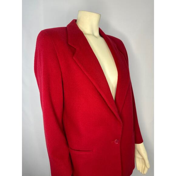 VTG L.L. Bean Blazer Red Wool/ cashmere USA Made One Button Boxy Academia size 6 - Picture 4 of 12